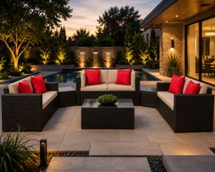 New 9-Piece Outdoor Patio Furniture Set, All-Weather PE Rattan Sectional Sofa with Glass Coffee Table, Cushioned Wicker Conversation Set for Backyard,