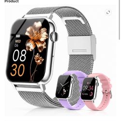 1.83" HD Fitness Smart Watch 3 Bands for Men Women, P68 Waterproof Fitness Wrist Watch