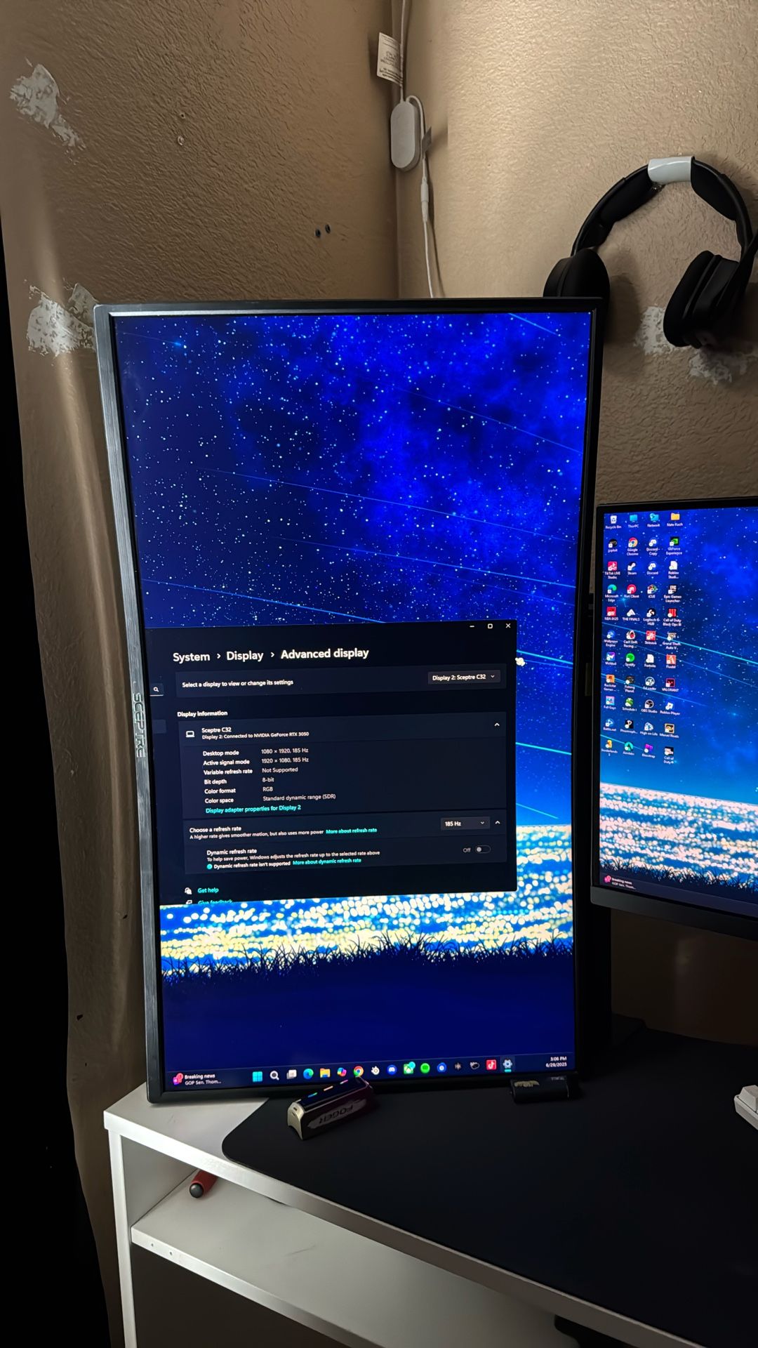34’ Curved Sceptre Gaming Monitor 185hz