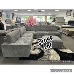 6 Piece corduroy modular sectional sofa with ottoman  // Christmas Sale 