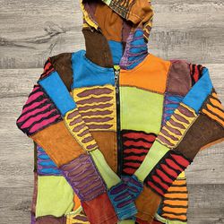Hippie Like Rising International: Boho Art Size Large  Full Zip Hoodie Jacket