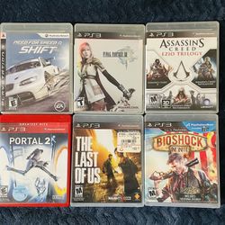 PS3 Game Lot Of 6 Last Of Us Portal Final Fantasy Bioshock Assassins Creed Speed