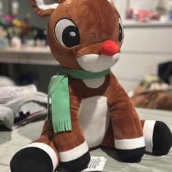 Rudolph The Red-Nose Reindeer Plush With Green Scarf
