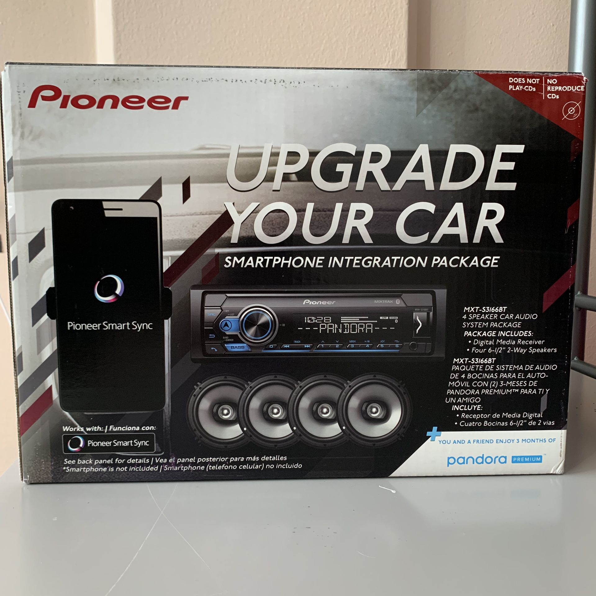 Pioneer MXT- S3166BT Digital Media Receiver + (4) 6.5”2 Way Speaker Bundle with Pandora Premium Trial