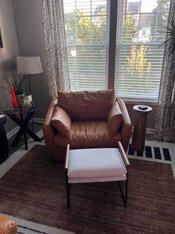 Albany Park Leather Chair & Ottoman