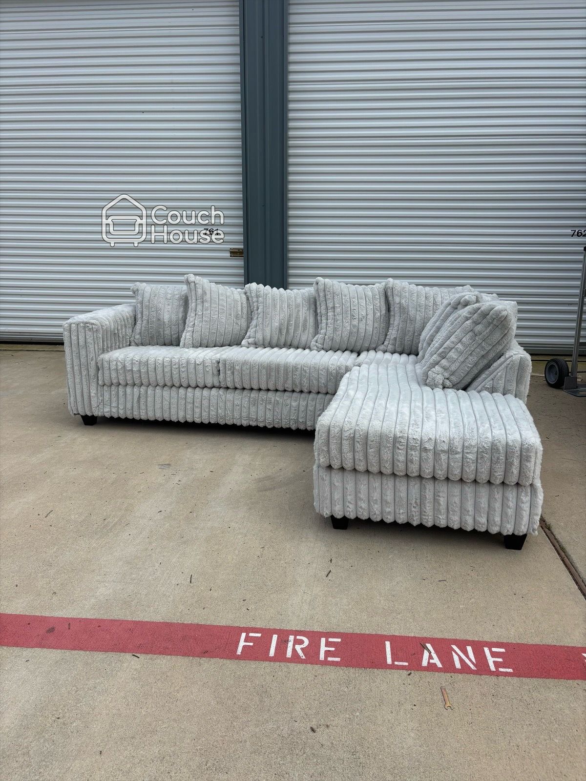 Brand New Fluffy Grey Sectional Couch Delivery Available 🚚