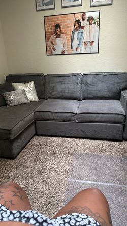 Gray Corduroy Sectional Sofa