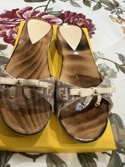 Fendi Zucca Wooden Mules