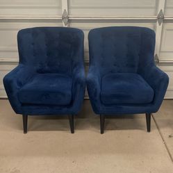 Beautiful Blue Crushed Velvet Accent Chairs