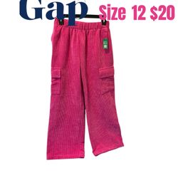Kids Wide-Leg Corduroy Pull-On Cargo Pants NWT Size 12 💖FIRM PRICE 