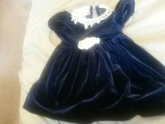 Cute blue velvet baby girl dress