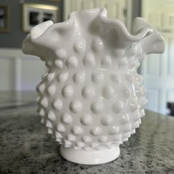 Fenton Hobnail Milk Glass Ball Vase