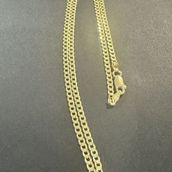 Gold Over 925 Sterling Silver 20in Solid Cuban Necklace 