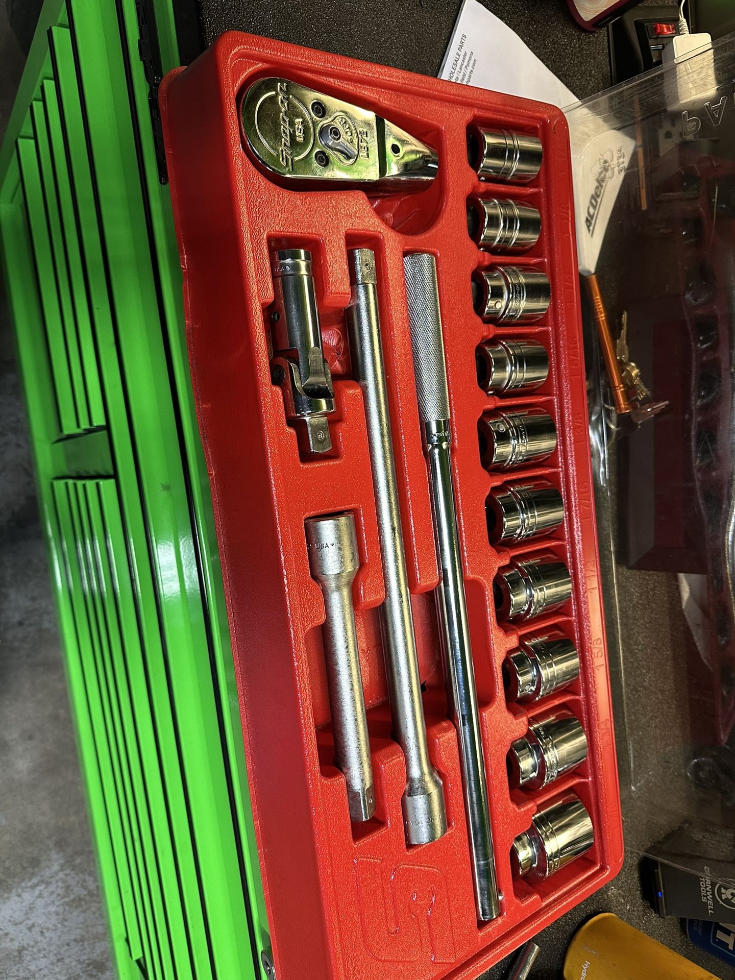 Snap On 15 pc 3/4" Drive 12-Point SAE Shallow General Service Socket Set