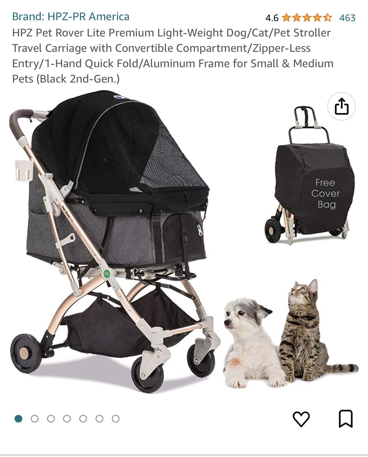 HPZ Pet Rover Lite Premium Light-Weight Dog/Cat/Pet Stroller Travel Carriage with Convertible