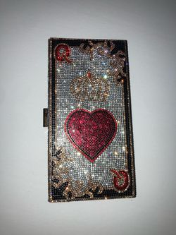 Queen of Hearts Clutch- Hand Made Bedazzled