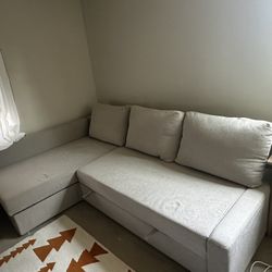 IKEA FRIHETEN Sleeper sectional,3 seat w/storage, Faringe light gray