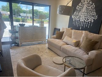 Z gallerie sofa and a&b swivel chair