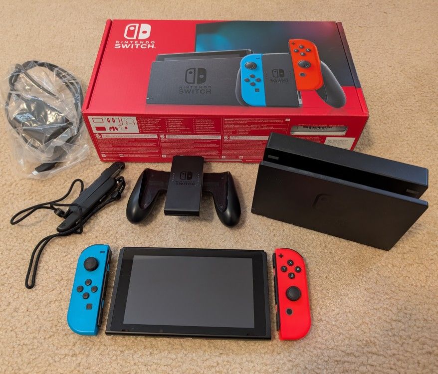 Nintendo Switch console with dock & accessories