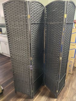 Room Divider, 4 Panel Folding Privacy Screen, 5.6' Tall Freestanding Wall Partition for Home Office, Bedroom, Brown