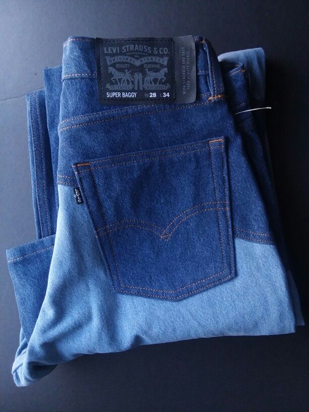 Levis X Urban Outfitters Super Baggy Cordura Skateboarding Rodeo Two Tone Denim Jeans