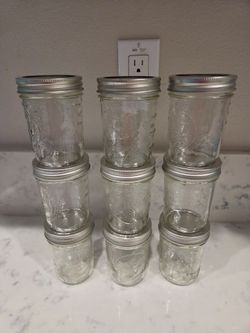Set of 9 Ball Mason jars (6oz)