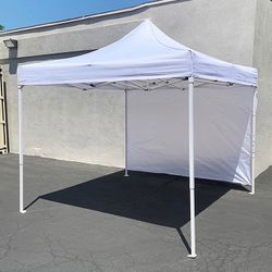 (NEW) $120 Heavy-Duty 10x10 FT Canopy with (1 Sidewall) Outdoor EZ PopUp Party Tent Patio Shelter w/ Carry Bag