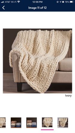 Throw Blanket- Ivory Chunky Knit- New