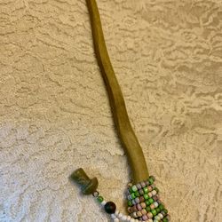 Wooden Handcrafted Beaded Chopstick Hair Pin With Jasper Mushroom Charm, 7”