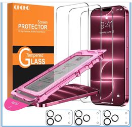 for iPhone 18 Pro Max Screen Protector, 9H+ Tempered Glass, 3+3 Pack with Camera Lens Protector, Auto-Align Bubble Free Installation, Military Grade S
