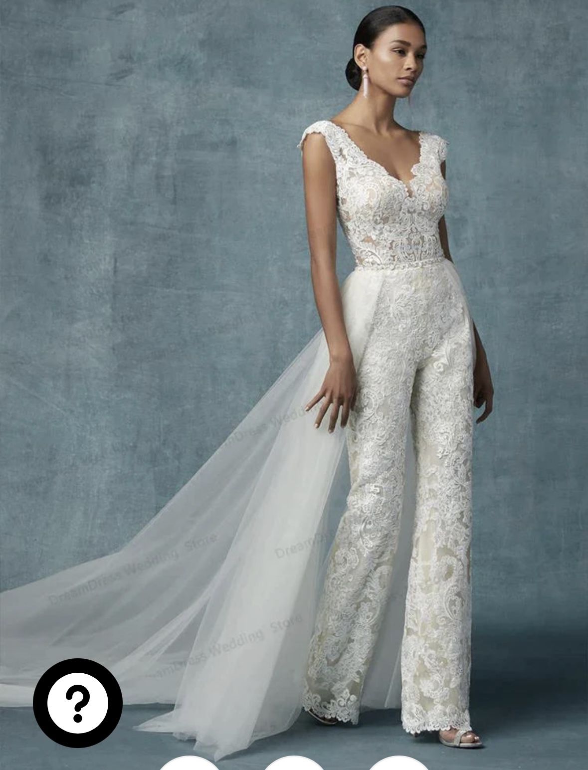 Wedding jumpsuit with train
