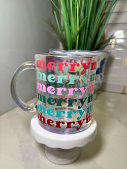 Hobby Lobby Colorful Merry Glass Mug 16oz Holiday Drinkware Christmas Gift