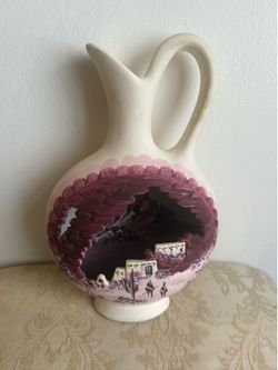 Vintage Southwestern Cut-Out Art Pottery Pitcher Vase
