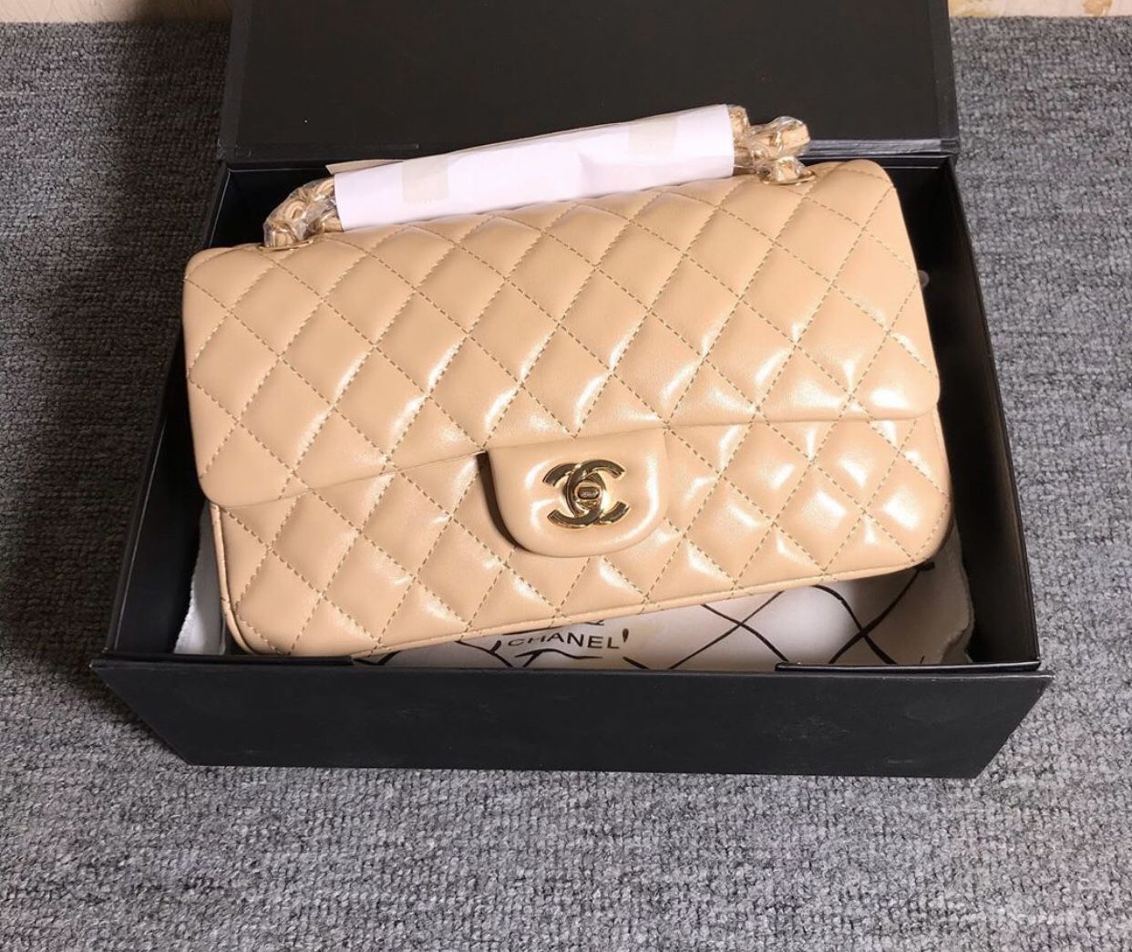 Beige Chanel Flap Bag