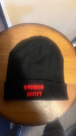 Whorror Addict Black Embroidered Beanie