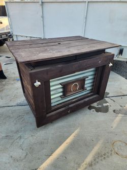 Custom Made Extra Large Wooden Ice Chest on Wheels