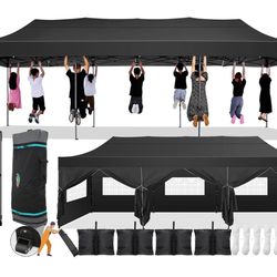 COBIZI 10x30 Heavy Duty Pop up Canopy with 8 sidewalls Stable Wedding Outdoor Tents for Parties Canopy Pop Up Party Tent UPF 50+ Waterproof Commercial