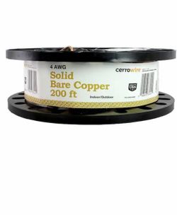 Cerrowire 4 AWG Solid Bare Copper Wire 200 ft