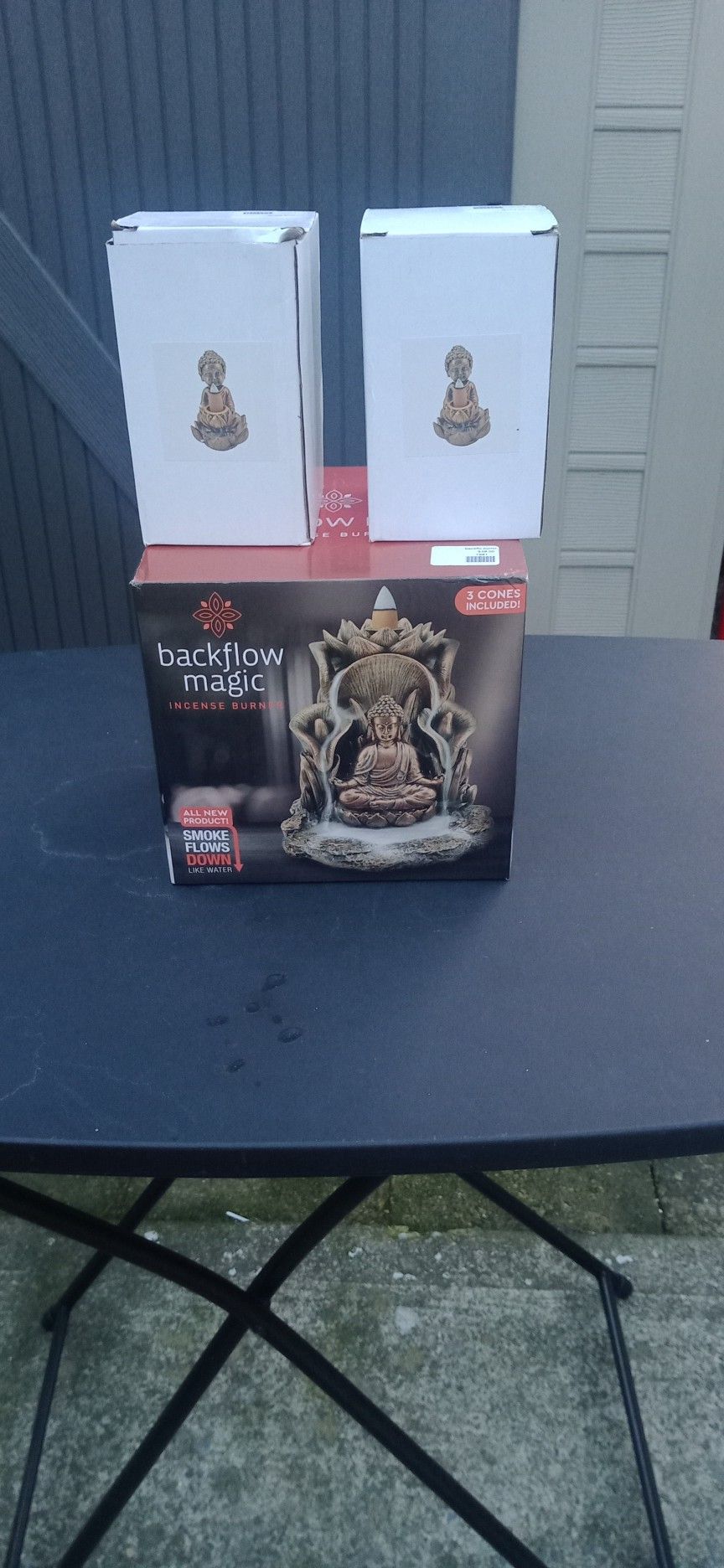 3 Buda Figurines Clay Incest Burner