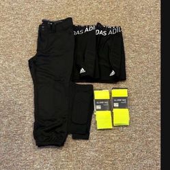 Women’s New Softball Pants Sliding Shorts Size Large Shin  Pads, And Socks