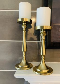 GOLD CANDLE HOLDERS BOTH FOR $20