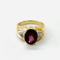 14K yellow gold Amethyst Diamond ring 