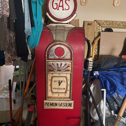 Vintage Wooden Gas Pump