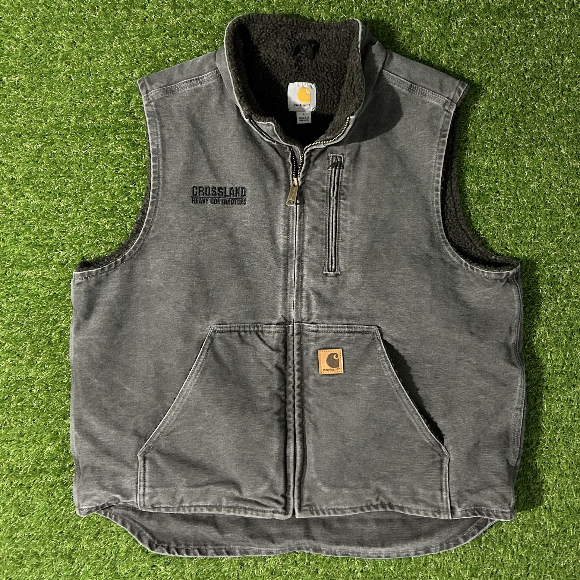 Mens Vintage VTG Style Carhartt Active Workwear Vest Jacket Coat Hoodie Sweater Size Large