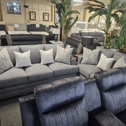 Brand New Gray Linen Sofa + Loveseat 2PCs Set