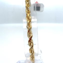 14Kt Yellow Gold 9.5” Solid Rope Bracelet 17.45g 4.7mm I-1213