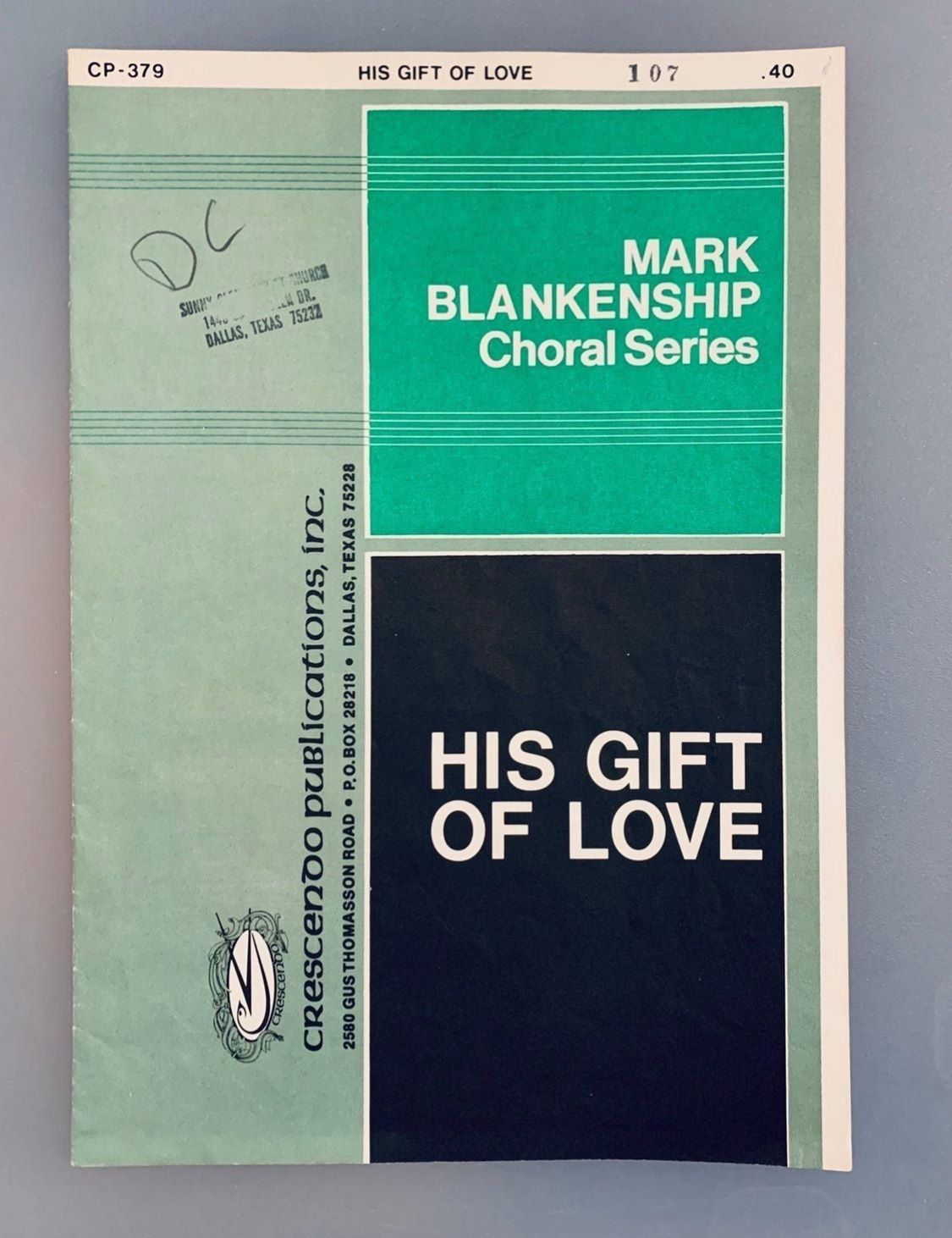 CR 1978 Vintage Christian Sheet Music Booklet "His Gift Of Love" #7557B