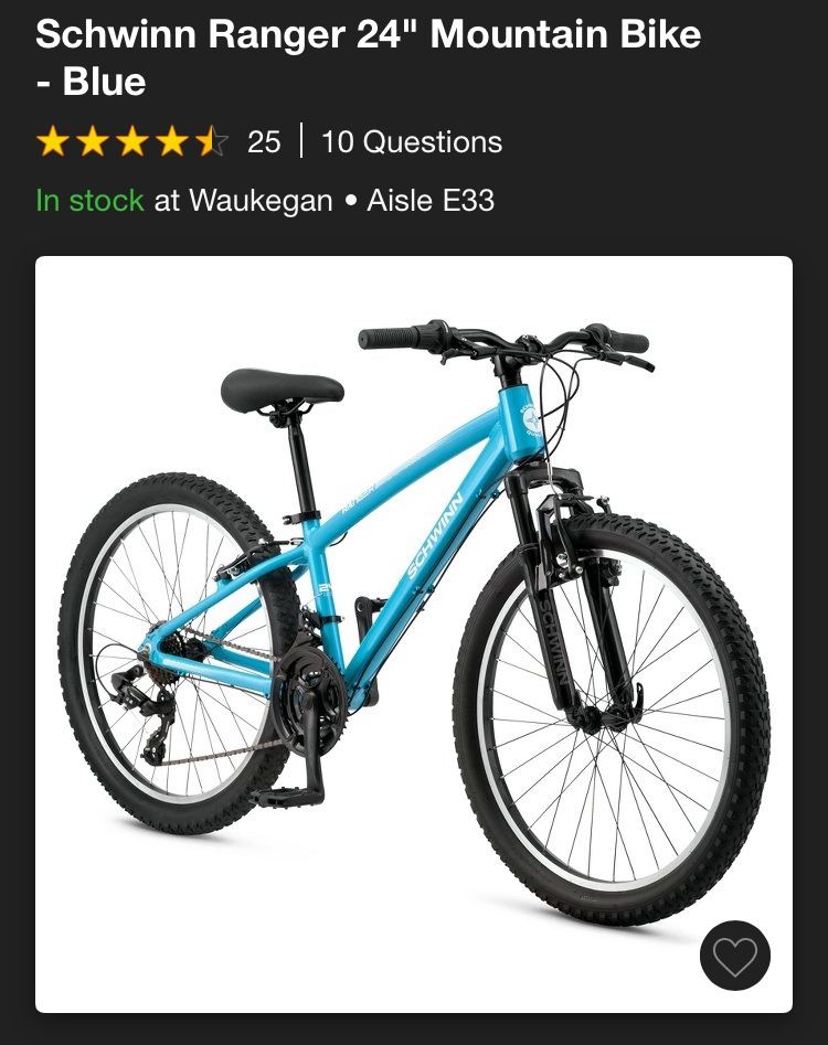 New Schwinn Ranger 24" Mountain Bike - Blue Waukegan