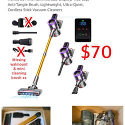Cordless Vacuum Cleaner, 30000Pa/450W Powerful Vacuum Cleaners for Home, 50 Mins Runtime, LED Display, 1.5L Cup, Anti-Tangle Brush, Lightweight, $70