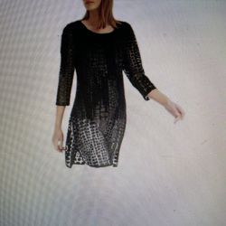 Brand New S Alfani Printed Sheer and Velvet Tunic Alfani